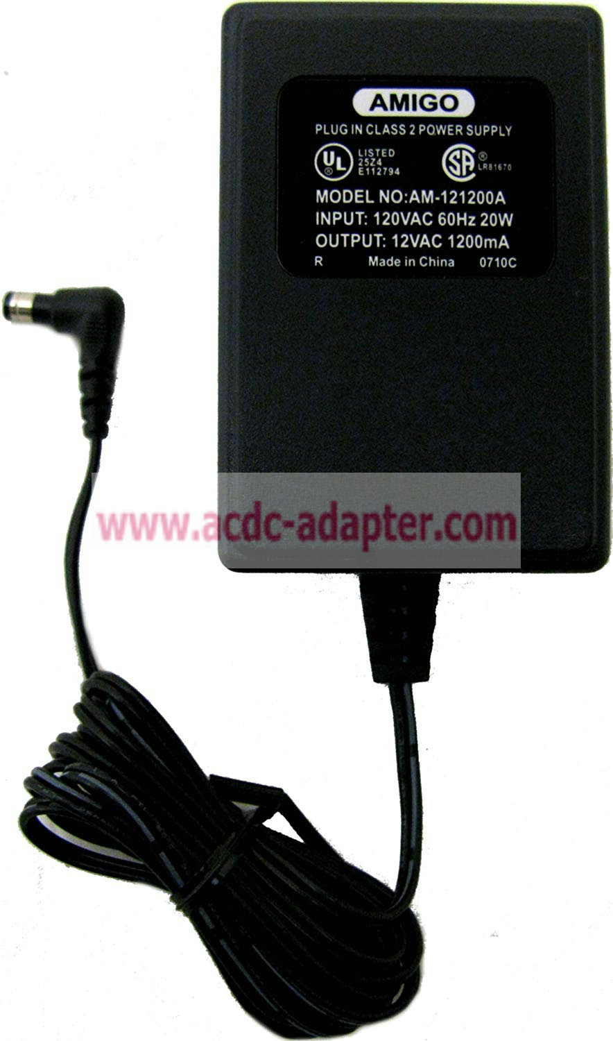 New Amigo AM-121200A 12VAC 1200MA AC Adapter Plug-in Class 2 Power supply